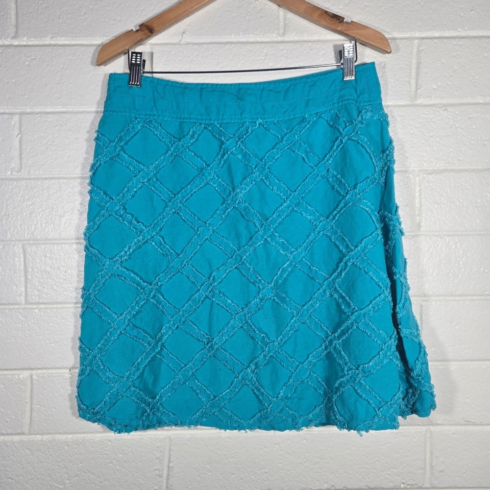 For Cynthia Linen Blend Textured Lattice Skirt Small Boho Beachy Summer Artsy‎